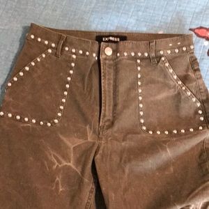 Express studded green khaki style jeans